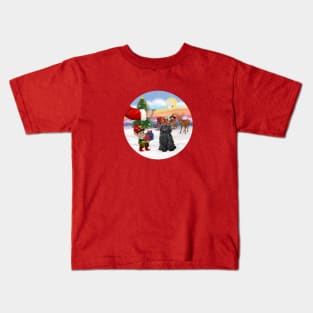 Santa Offers his Black Puli a Treat Kids T-Shirt